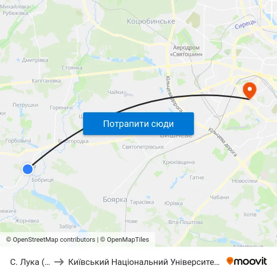 С. Лука (Церква) to Київський Національний Університет Будівництва І Архітектури map