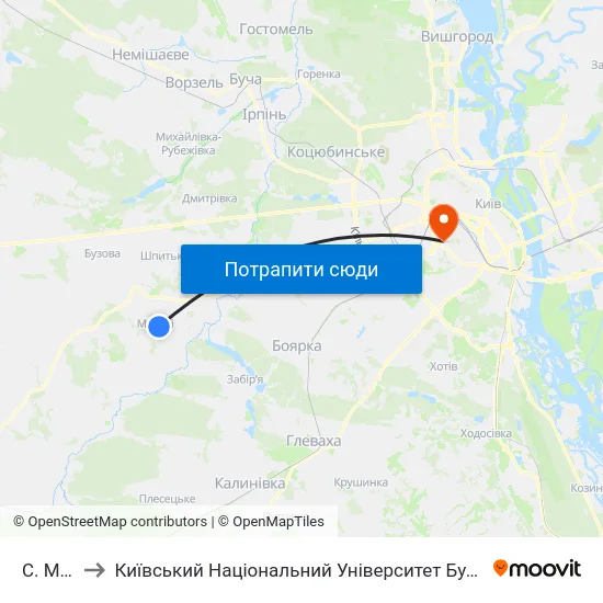 С. Музичі to Київський Національний Університет Будівництва І Архітектури map