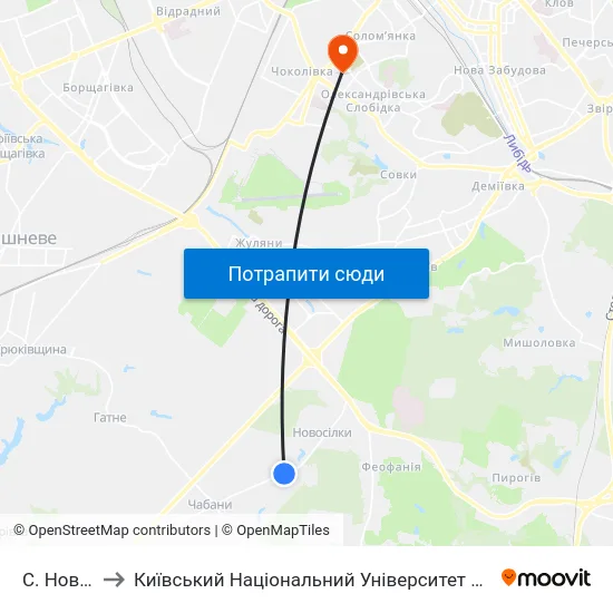 С. Новосілки to Київський Національний Університет Будівництва І Архітектури map