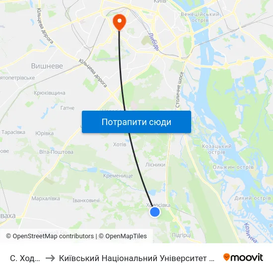 С. Ходосівка to Київський Національний Університет Будівництва І Архітектури map