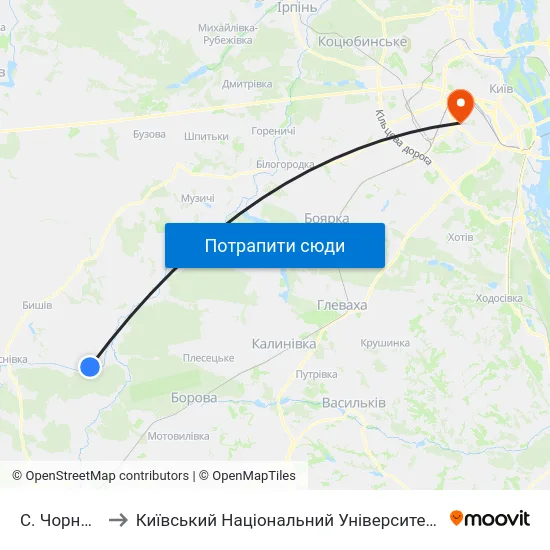 С. Чорногородка to Київський Національний Університет Будівництва І Архітектури map