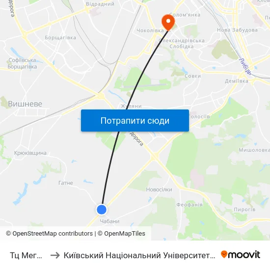 Тц Мегамаркет to Київський Національний Університет Будівництва І Архітектури map