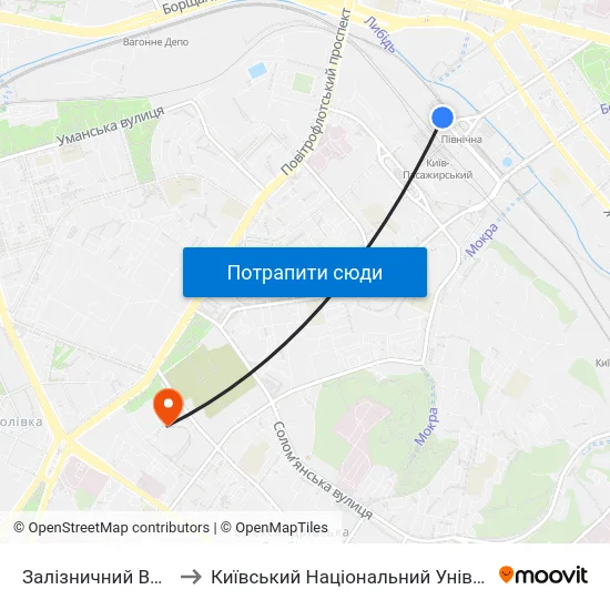 Залізничний Вокзал Центральний to Київський Національний Університет Будівництва І Архітектури map