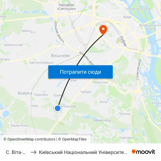 С. Віта-Поштова to Київський Національний Університет Будівництва І Архітектури map