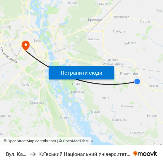 Вул. Каховська to Київський Національний Університет Будівництва І Архітектури map