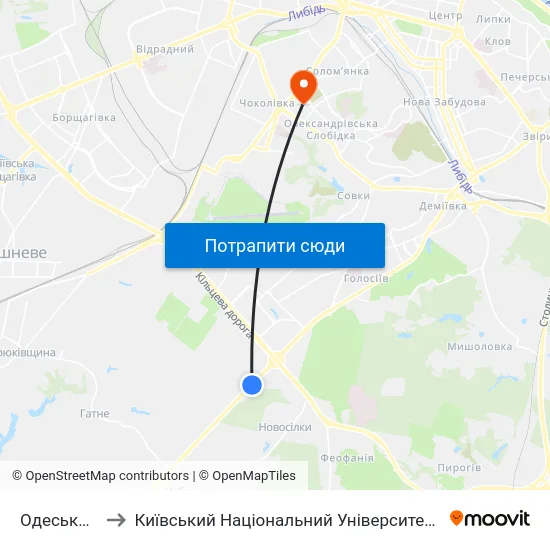 Одеський Ринок to Київський Національний Університет Будівництва І Архітектури map