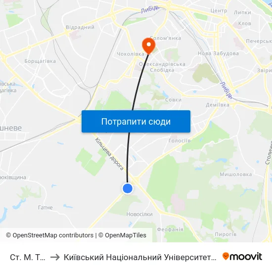 Ст. М. Теремки to Київський Національний Університет Будівництва І Архітектури map