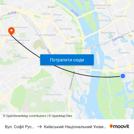 Вул. Софії Русової (На Вимогу) to Київський Національний Університет Будівництва І Архітектури map