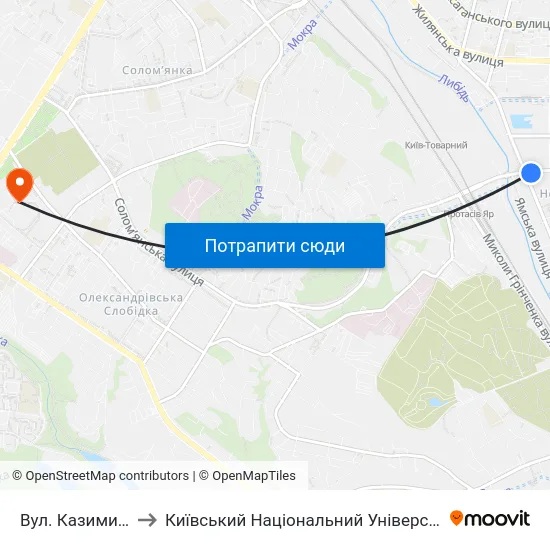 Вул. Казимира Малевича to Київський Національний Університет Будівництва І Архітектури map