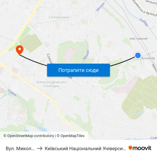 Вул. Миколи Грінченка to Київський Національний Університет Будівництва І Архітектури map