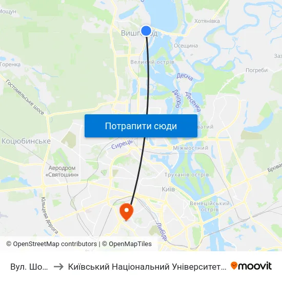 Вул. Шолуденка to Київський Національний Університет Будівництва І Архітектури map