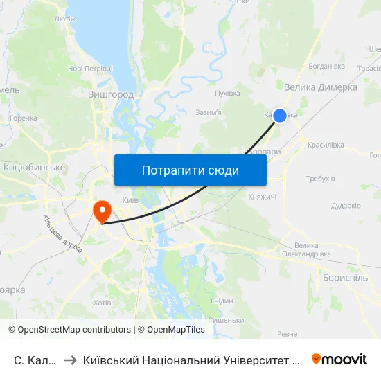 С. Калинівка to Київський Національний Університет Будівництва І Архітектури map