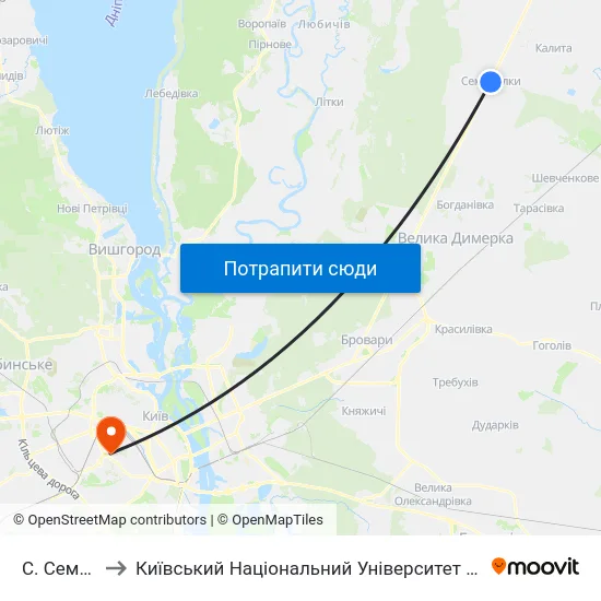 С. Семиполки to Київський Національний Університет Будівництва І Архітектури map