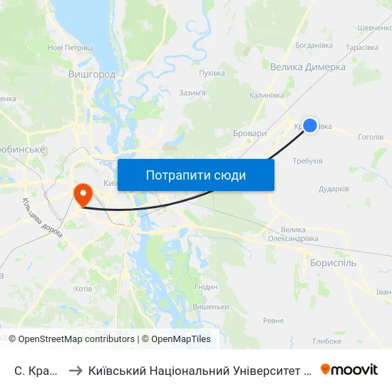С. Красилівка to Київський Національний Університет Будівництва І Архітектури map
