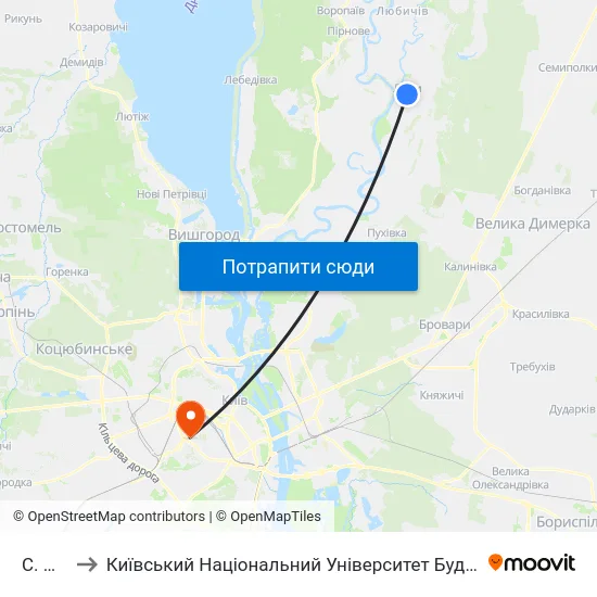 С. Літки to Київський Національний Університет Будівництва І Архітектури map