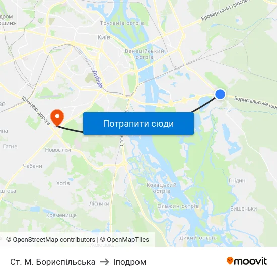 Ст. М. Бориспільська to Іподром map