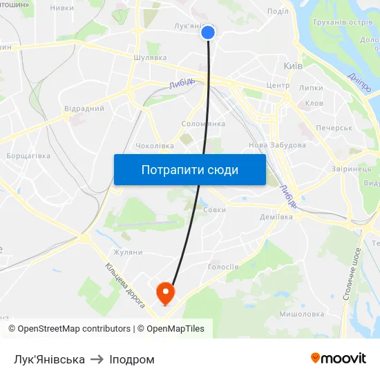 Лук'Янівська to Іподром map