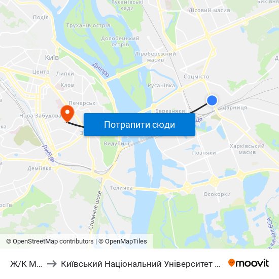 Ж/К Мега-Сiтi to Київський Національний Університет Культури І Мистецтв (Кнукім) map