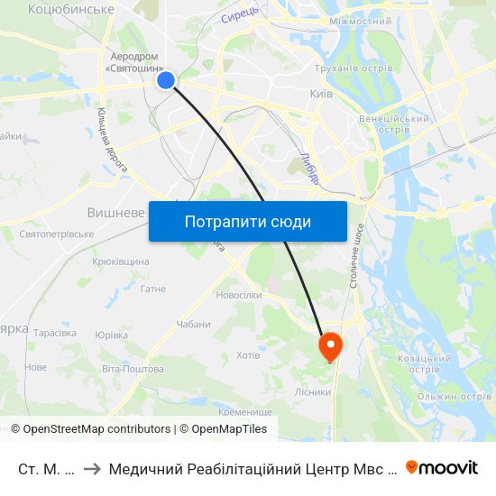Ст. М. Нивки to Медичний Реабілітаційний Центр Мвс України ""Хутір Вільний"" map