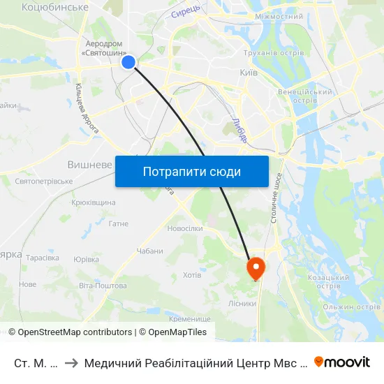 Ст. М. Нивки to Медичний Реабілітаційний Центр Мвс України ""Хутір Вільний"" map