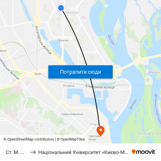 Ст. М. Мінська to Національний Університет «Києво-Могилянська Академія» map