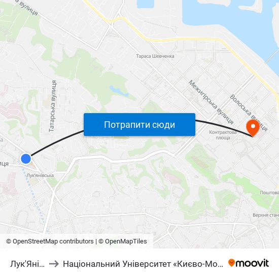 Лук'Янівська to Національний Університет «Києво-Могилянська Академія» map