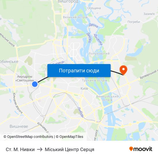 Ст. М. Нивки to Міський Центр Серця map