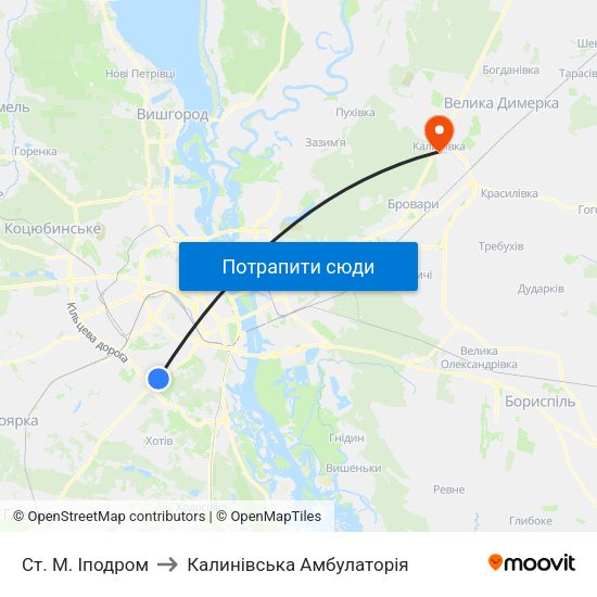 Ст. М. Іподром to Калинівська Амбулаторія map