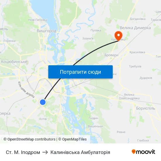 Ст. М. Іподром to Калинівська Амбулаторія map
