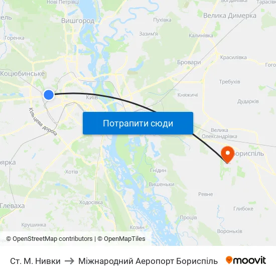 Ст. М. Нивки to Міжнародний Аеропорт Бориспіль map