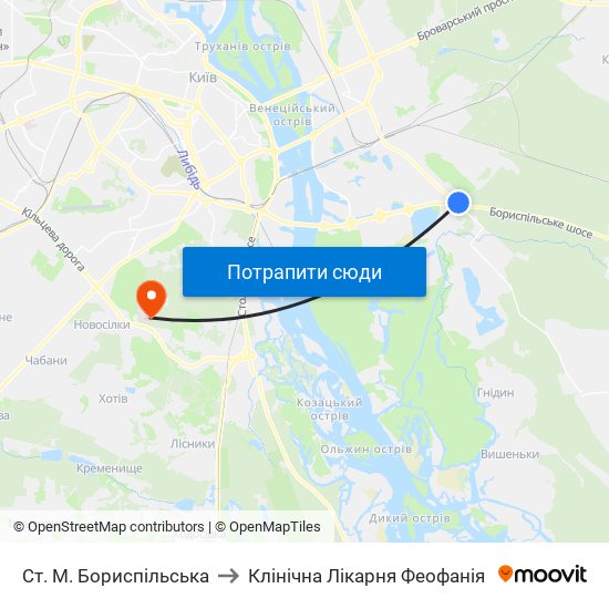 Ст. М. Бориспільська to Клінічна Лікарня Феофанія map