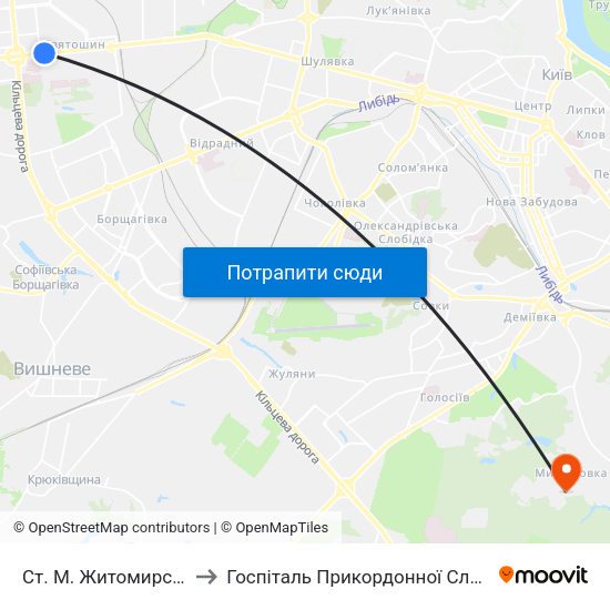 Ст. М. Житомирська to Госпіталь Прикордонної Служби map