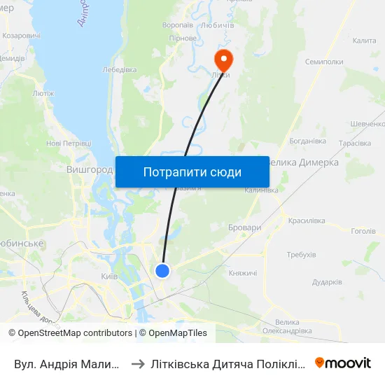 Вул. Андрія Малишка to Літківська Дитяча Поліклініка map