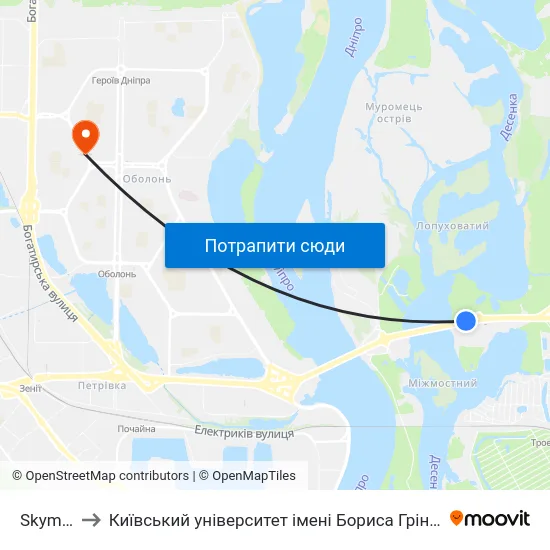 Skymall to Київський університет імені Бориса Грінченка map