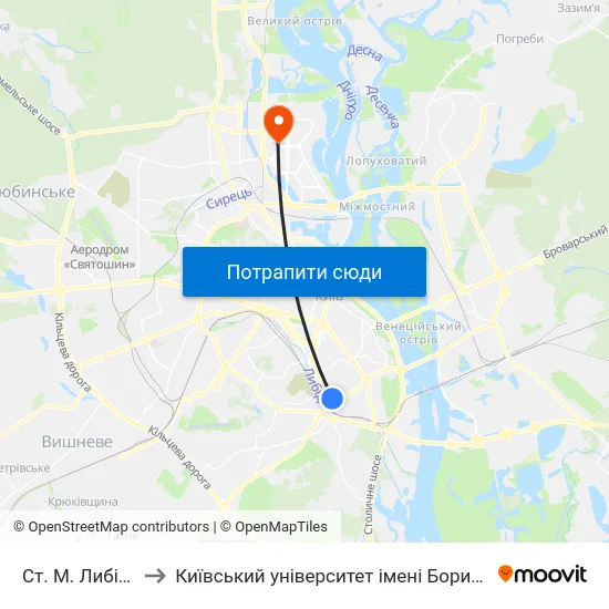 Ст. М. Либідська to Київський університет імені Бориса Грінченка map