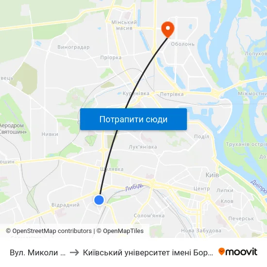 Вул. Миколи Голего to Київський університет імені Бориса Грінченка map