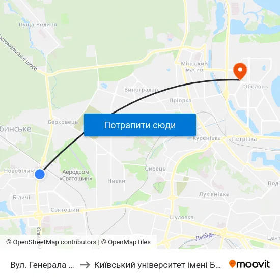 Вул. Генерала Наумова to Київський університет імені Бориса Грінченка map