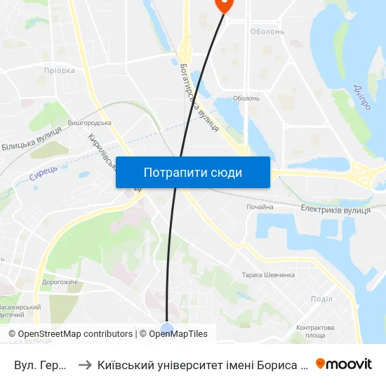Вул. Герцена to Київський університет імені Бориса Грінченка map