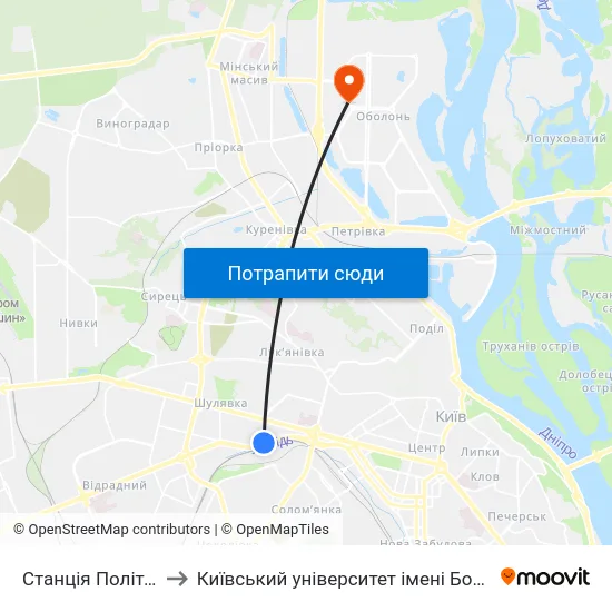 Станція Політехнічна to Київський університет імені Бориса Грінченка map