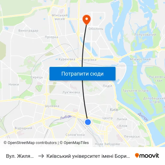 Вул. Жилянська to Київський університет імені Бориса Грінченка map