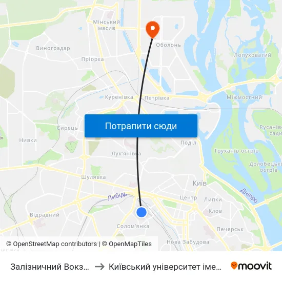 Залізничний Вокзал Південний to Київський університет імені Бориса Грінченка map