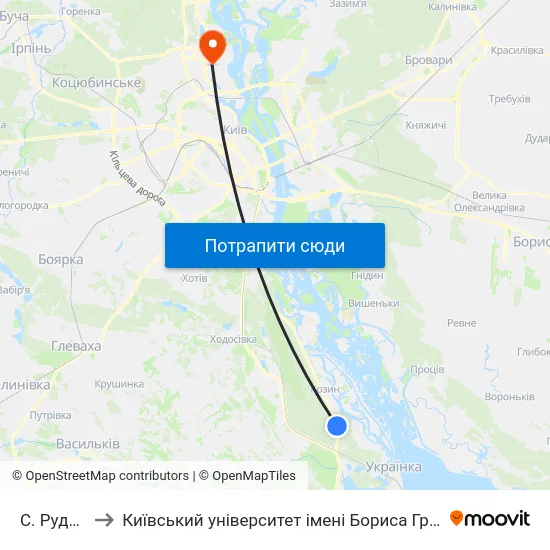 С. Рудики to Київський університет імені Бориса Грінченка map
