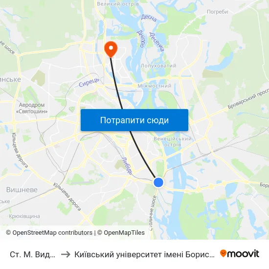Ст. М. Видубичi to Київський університет імені Бориса Грінченка map