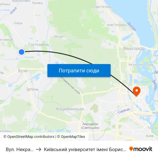 Вул. Некрасова to Київський університет імені Бориса Грінченка map