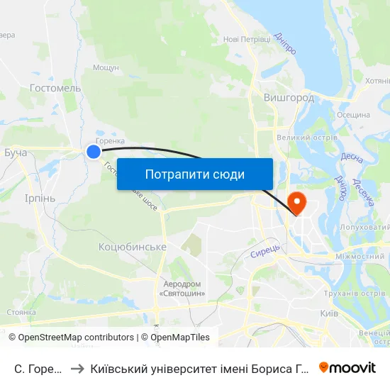 С. Горенка to Київський університет імені Бориса Грінченка map