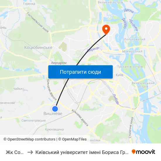Жк Софія to Київський університет імені Бориса Грінченка map