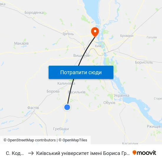 С. Кодаки to Київський університет імені Бориса Грінченка map