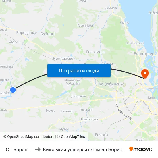 С. Гавронщина to Київський університет імені Бориса Грінченка map