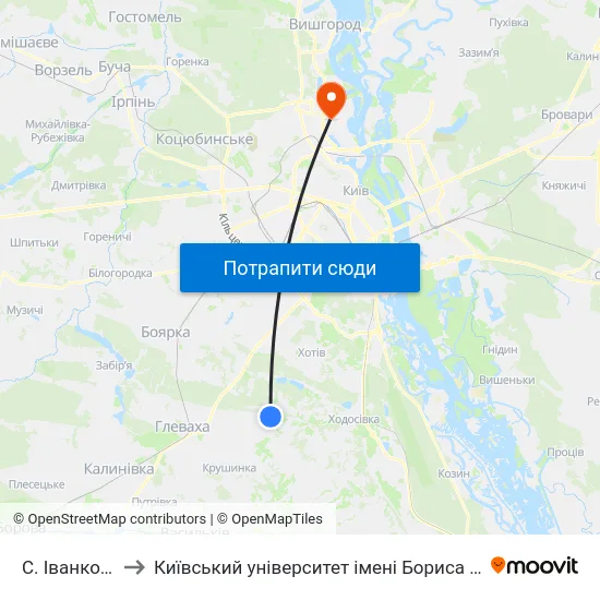 С. Іванковичі to Київський університет імені Бориса Грінченка map