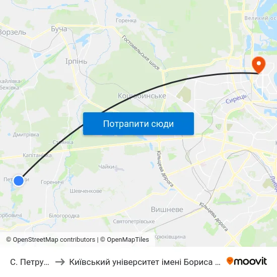 С. Петрушки to Київський університет імені Бориса Грінченка map